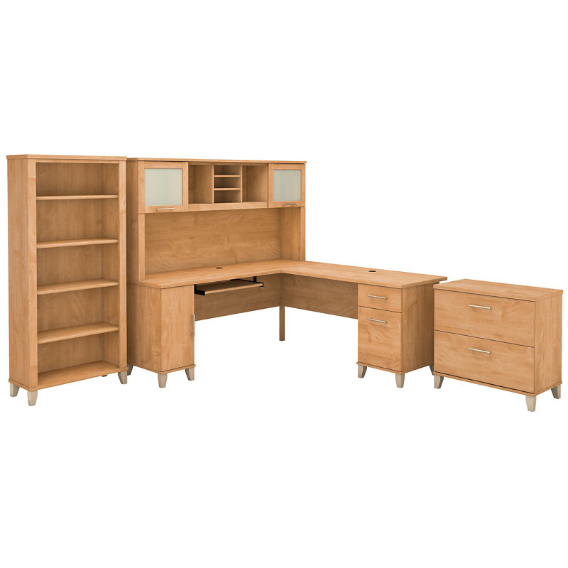Gracie Oaks Magomed 4 LShaped Computer Desk Office Set with Hutch